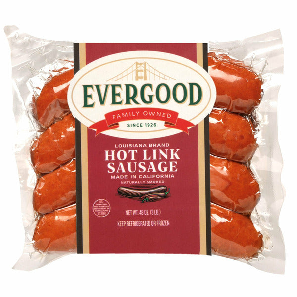 Evergood Louisiana Brand Hot Link Sausage, 12 Links, 3 lbs