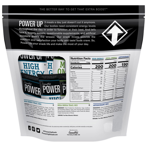 Gourmet Nut Power Up Trail Mix, Variety Pack, 1.5 oz, 24 count