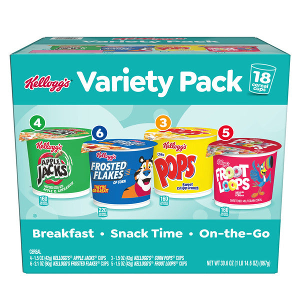 Kellogg's Cereal Cups, Variety Pack, 18 ct