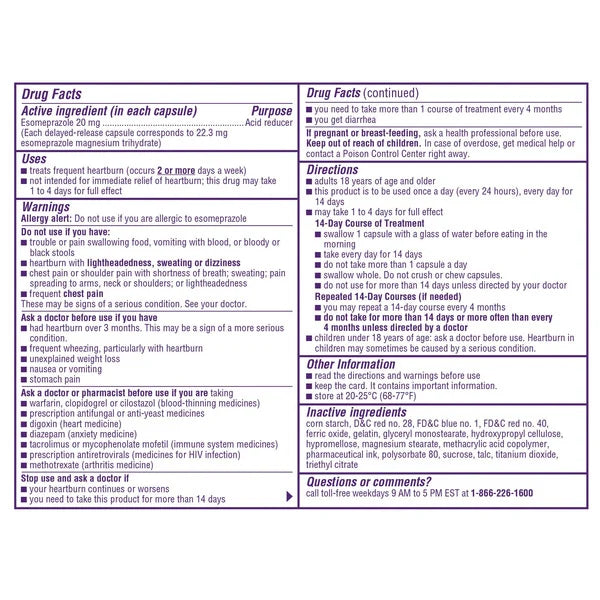 Nexium 24HR Acid Reducer 20 mg., 42 Capsules