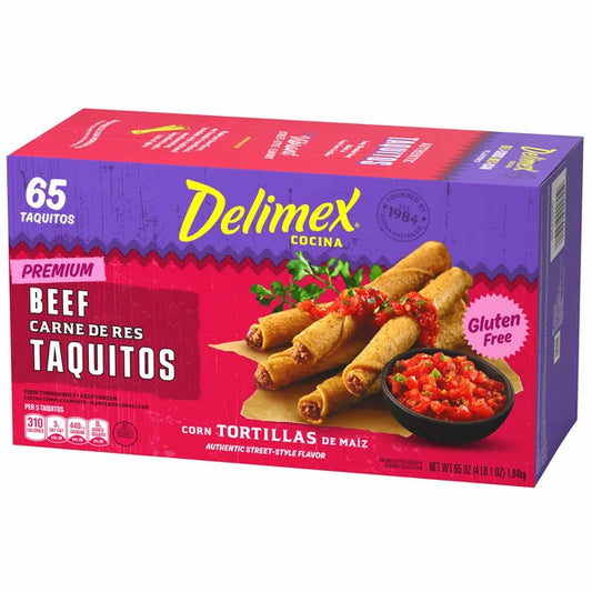 Delimex Premium Beef Taquitos, 65 Count