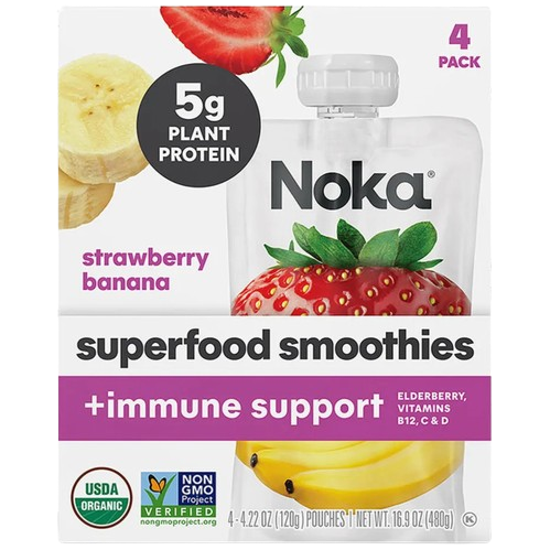 Noka Strawberry Banana Smoothies - 4 pack