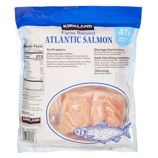 Kirkland Signature Farmed Atlantic Salmon, 6 oz - 8 oz Center-Cut Portion, 3 lbs