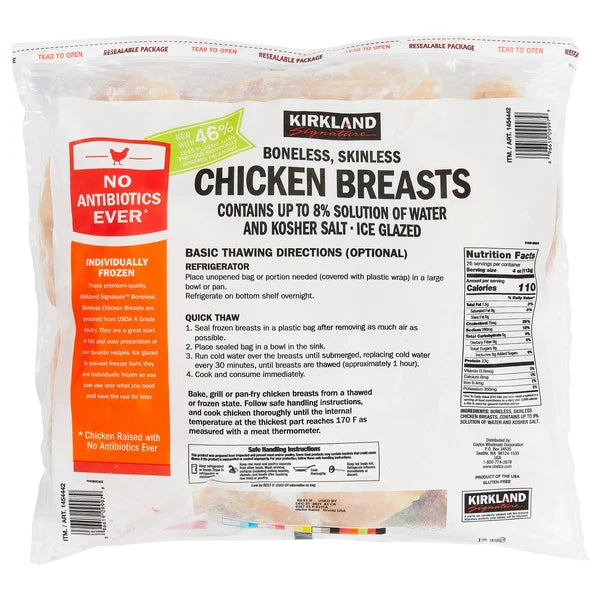 Kirkland Signature Chicken Breasts, Boneless Skinless, 6.5 lbs