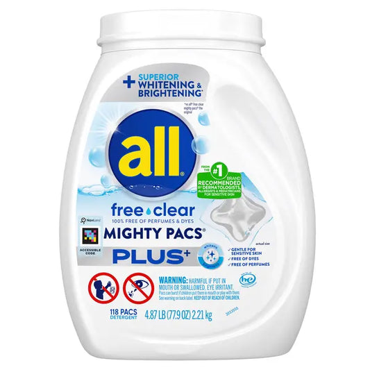 All Free & Clear Plus+ Laundry Detergent Mighty Pacs, 118-count