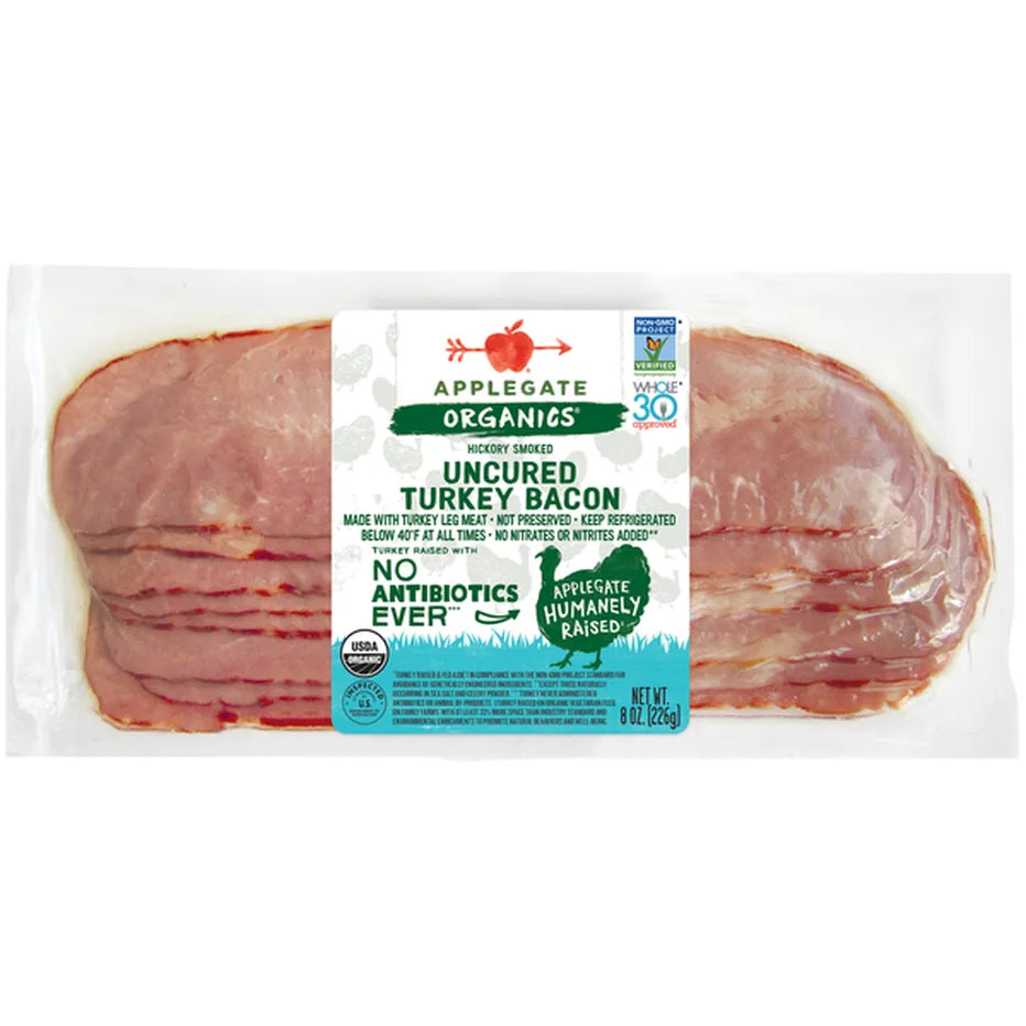 Applegate Organic Sliced Hickory Smoked Uncured Turkey Bacon, 8 oz