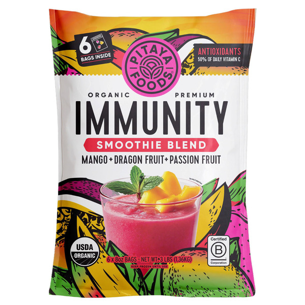 Pitaya Foods Organic Immunity Smoothie Blend, 8 oz, 6-count