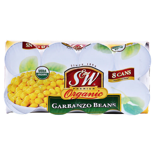 S&W, Organic Garbanzo Beans, 8 ct, 15.5 oz