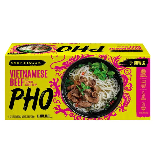 Snapdragon Foods Vietnamese Pho Bowls, Beef, 3.1 oz, 9-count