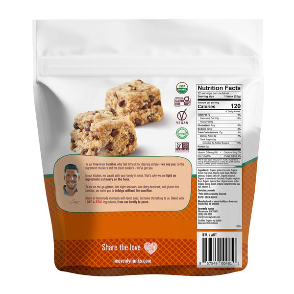 Heavenly Hunks Organic Peanut Butter Chocolate Cookies, 22 oz