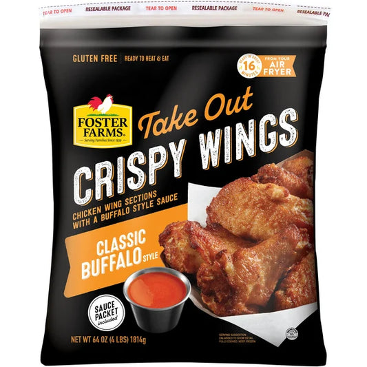 Foster Farms Take Out Crispy Chicken Wings, Classic Buffalo, 4 lbs