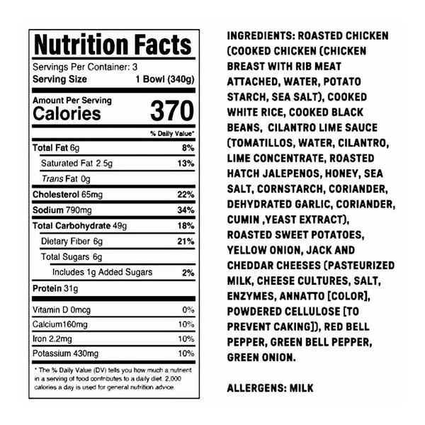 Chef Hak's Cilantro Lime Chicken Power Bowls,12 oz, 3-count