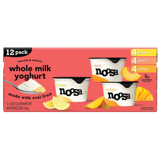 Noosa Whole Milk Yogurt Variety Pack, 4 oz, 12-count