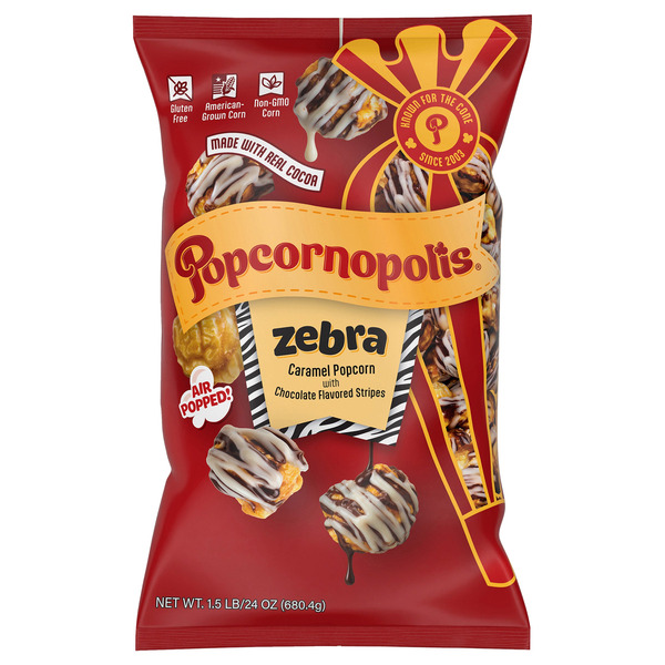 Popcornopolis Zebra Popcorn, 24 oz