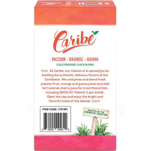 Caribe Cold Pressed Juice Blend, Passion Orange Guava, 12 fl oz, 6 ct