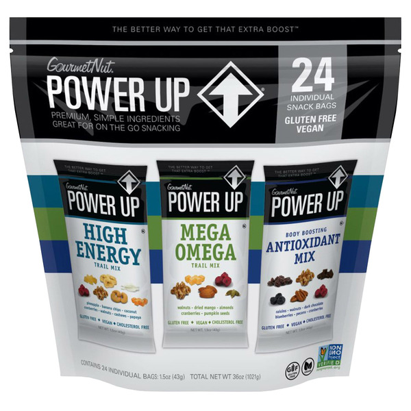 Gourmet Nut Power Up Trail Mix, Variety Pack, 1.5 oz, 24 count