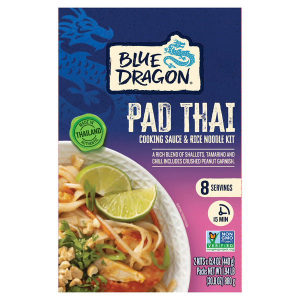 Blue Dragon Pad Thai Cooking Sauce & Rice Noodle Kit, 15.4 oz, 2-count