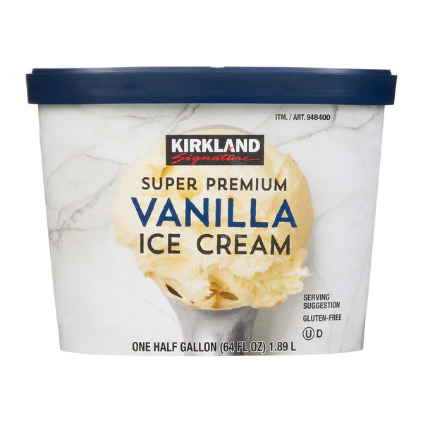 Kirkland Signature Super Premium Vanilla Ice Cream, 1/2 Gallon, 2-count