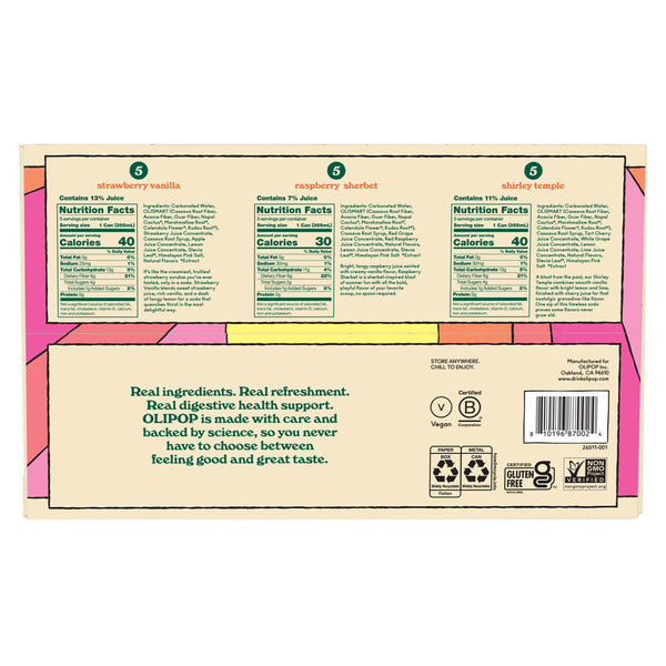 Olipop Spring Soda Variety Pack, 12 fl oz, 15-count