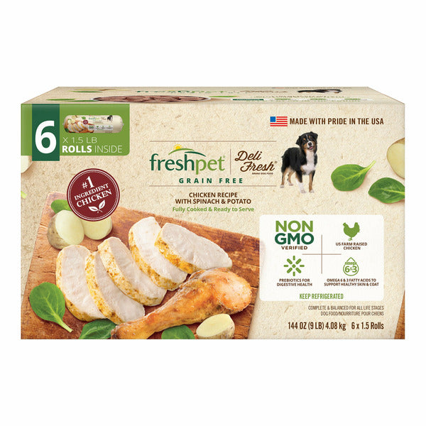 Freshpet Deli Fresh Dog Food, Chicken Recipe, 1.5 lbs, 6-rolls