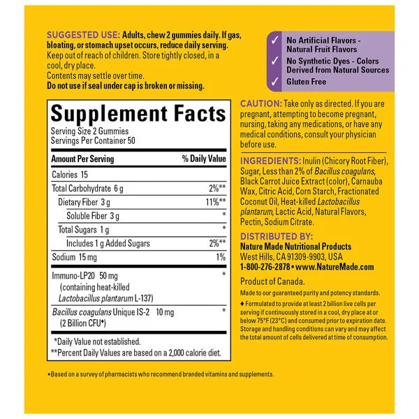 Nature Made Triple Action Biotic Gummy, 100 Gummies