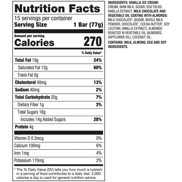 Haagen Dazs Vanilla Milk Chocolate Almond Ice Cream Bars, 3 fl oz, 15-count