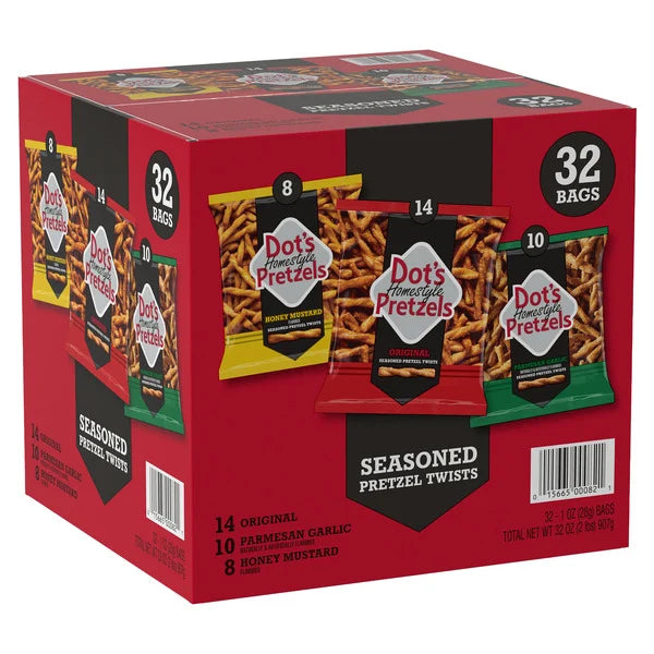 Dot’s Homestyle Seasoned Pretzel Twists, Variety Pack, 1 oz, 32 ct