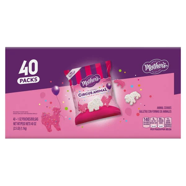 Mother's Original Frosted Circus Animal Cookies, 1 oz, 40 ct