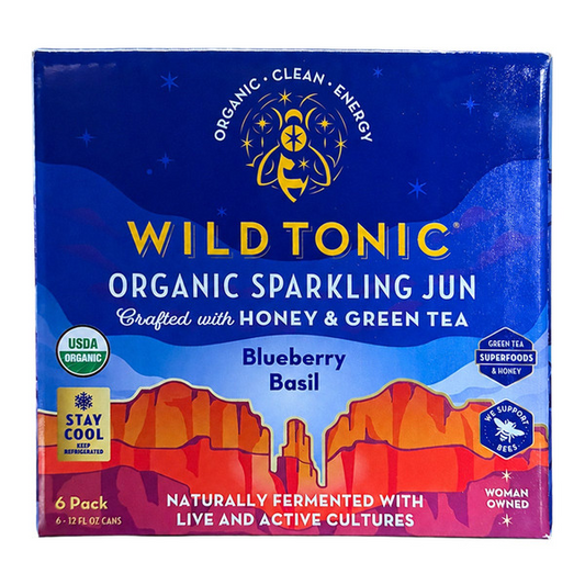 Wild Tonic Organic Blueberry Basil Sparkling Jun, 12 fl oz, 6-count