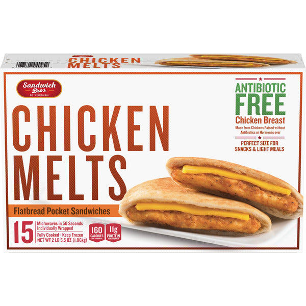 Sandwich Bros Chicken Melt Flatbread Pocket Sandwiches, 2.5 oz, 15 ct