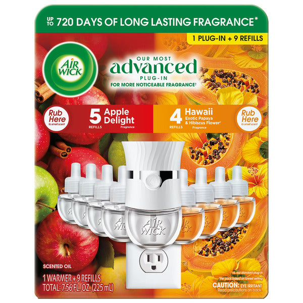 Airwick Scented Oils, 1 Plug-in + 9 Refills, Variety Pack, Assorted Scents
