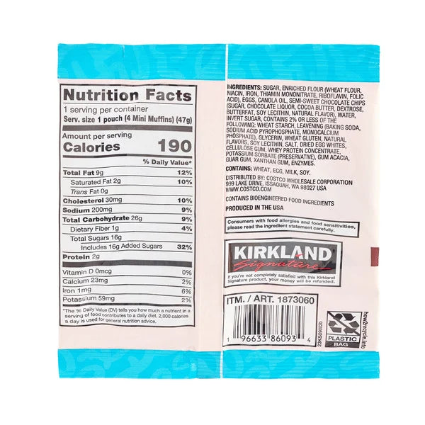Kirkland Signature Chocolate Chip Mini Muffin Bites, 1.65 oz, 20-count