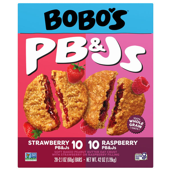 Bobo's PB&J's Oat Bar, Variety Pack, 2.1 oz, 20 ct