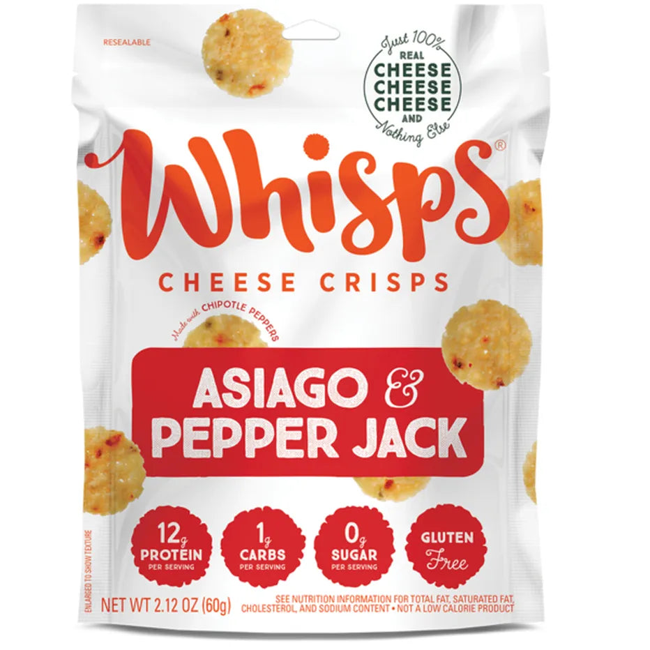 Whisps Asiago and Pepper Jack Cheese Crisps, 2.12 oz