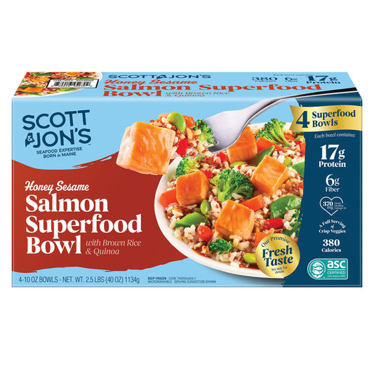 Scott & Jon's Honey Sesame Salmon Superfood Bowl, 10 oz, 4-count