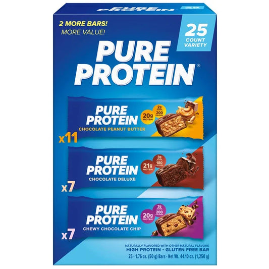 Pure Protein Bars, Variety Pack, 1.76 oz, 25 Count