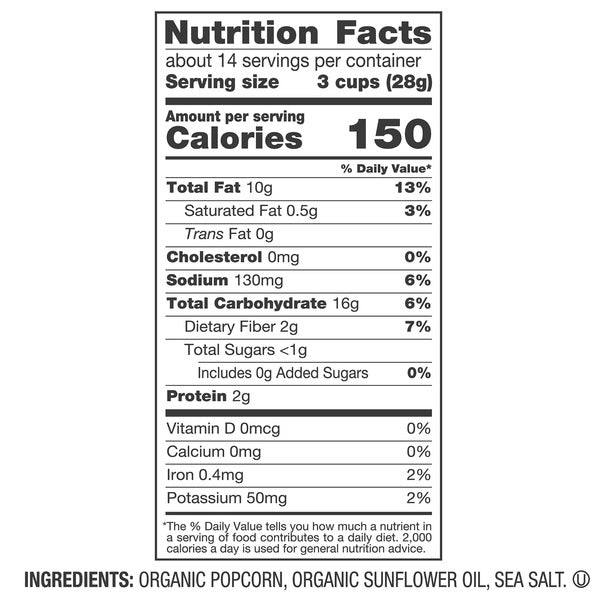 Skinny Pop Organic Popcorn, 14 oz