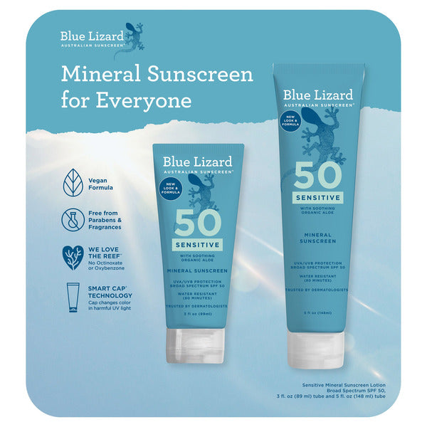 Blue Lizard Mineral Sunscreen Lotion SPF50, 5 fl oz + 3 fl oz