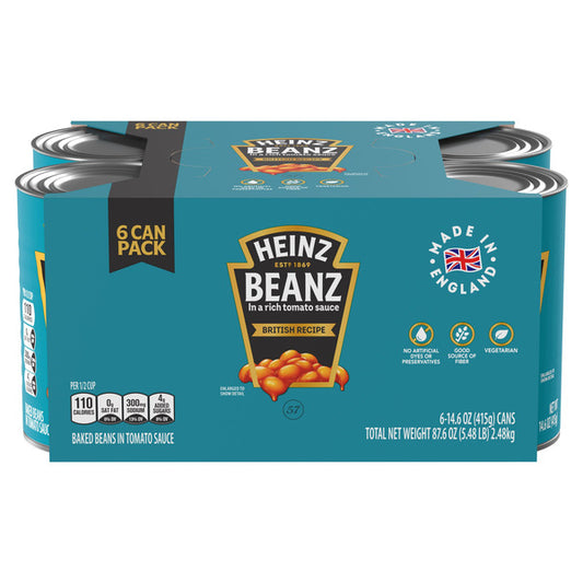 Heinz Beans with Tomato Sauce, British Recipe, 14.64 oz, 6 count