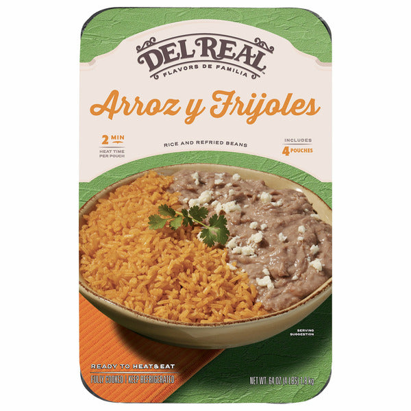 Del Real Foods Rice And Refried Beans, 4 lbs