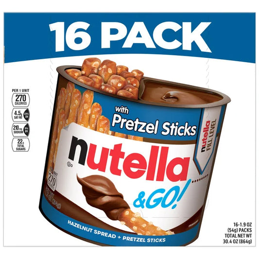 Nutella & Go Hazelnut Spread with Pretzel Sticks, 1.9 oz, 16 ct