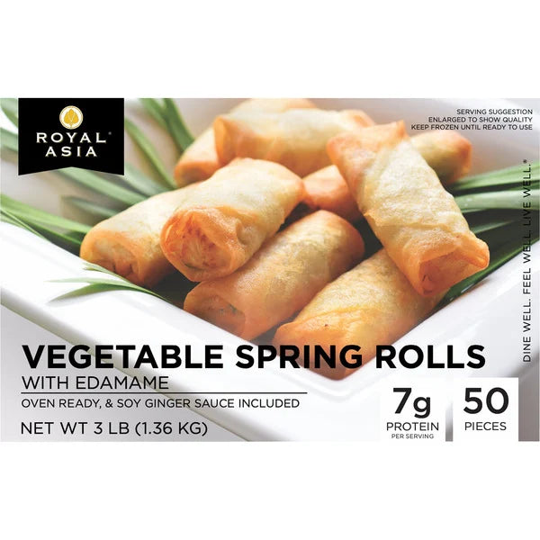 Royal Asia Vegetable Spring Rolls With Edamame, 50 ct