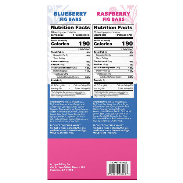 Arroyo Baking Co Fig Bar Variety Pack, 2 oz, 40-count