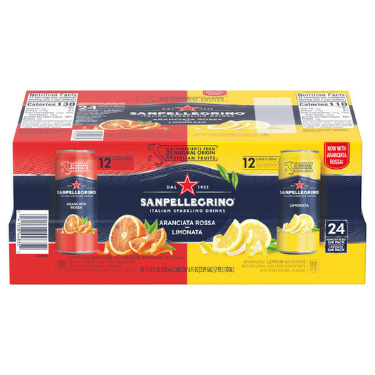 San Pellegrino Italian Sparkling Drink, Variety Pack, 11.15 fl oz, 24-count