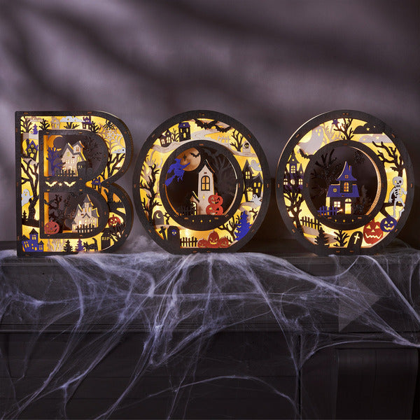 BOO Wooden Light Up Letters, Set of 3