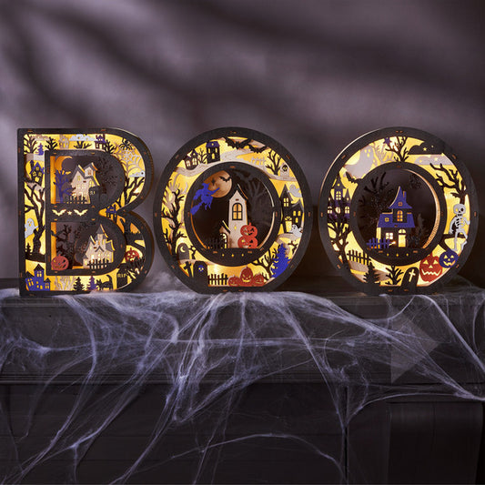 BOO Wooden Light Up Letters, Set of 3