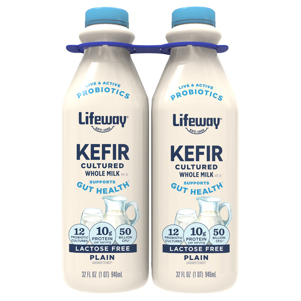 Lifeway Kefir Cultured Lactose Free Whole Milk, 32 fl oz, 2-count