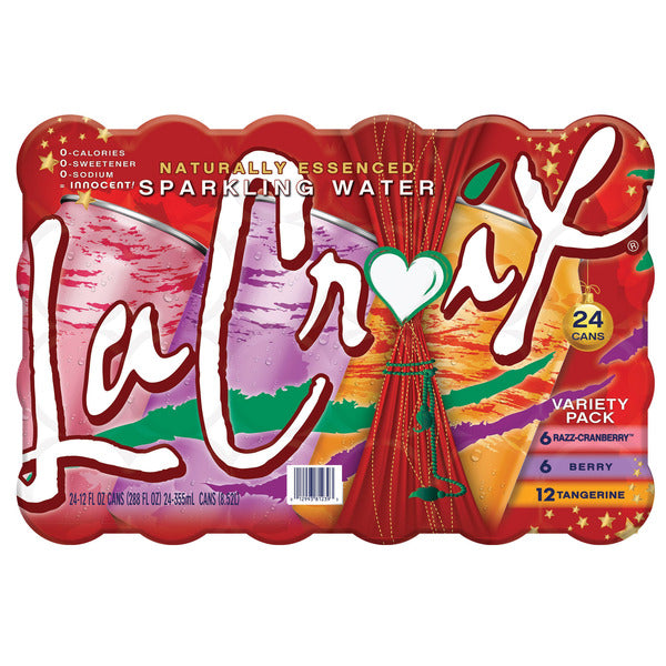 La Croix Sparkling Water, Red Winter Variety Pack, 12 fl oz, 24-count