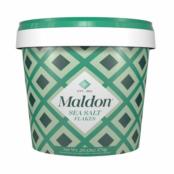Maldon Kosher Sea Salt Flakes Resealable Tub. 20.12 oz