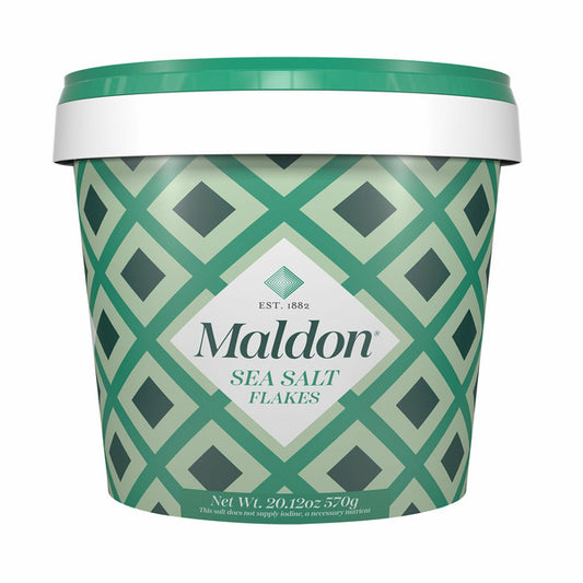 Maldon Kosher Sea Salt Flakes Resealable Tub. 20.12 oz